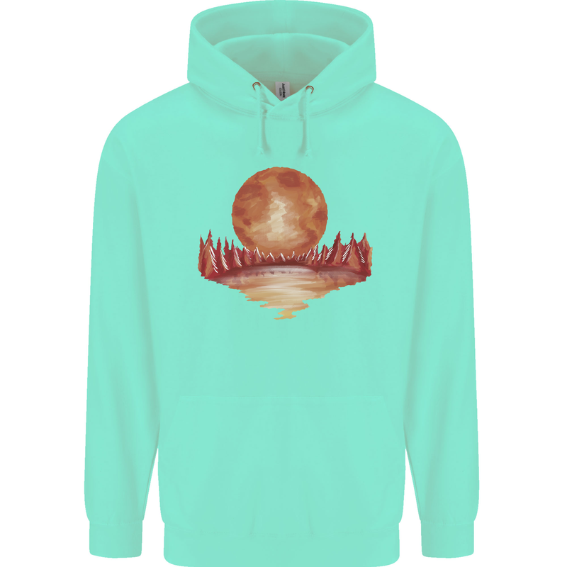 Red Moon Lake Universe Cosmos Space Childrens Kids Hoodie Peppermint