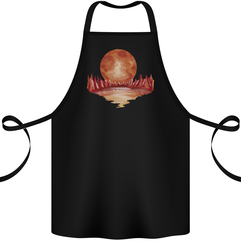Red Moon Lake Universe Cosmos Space Cotton Apron 100% Organic Black