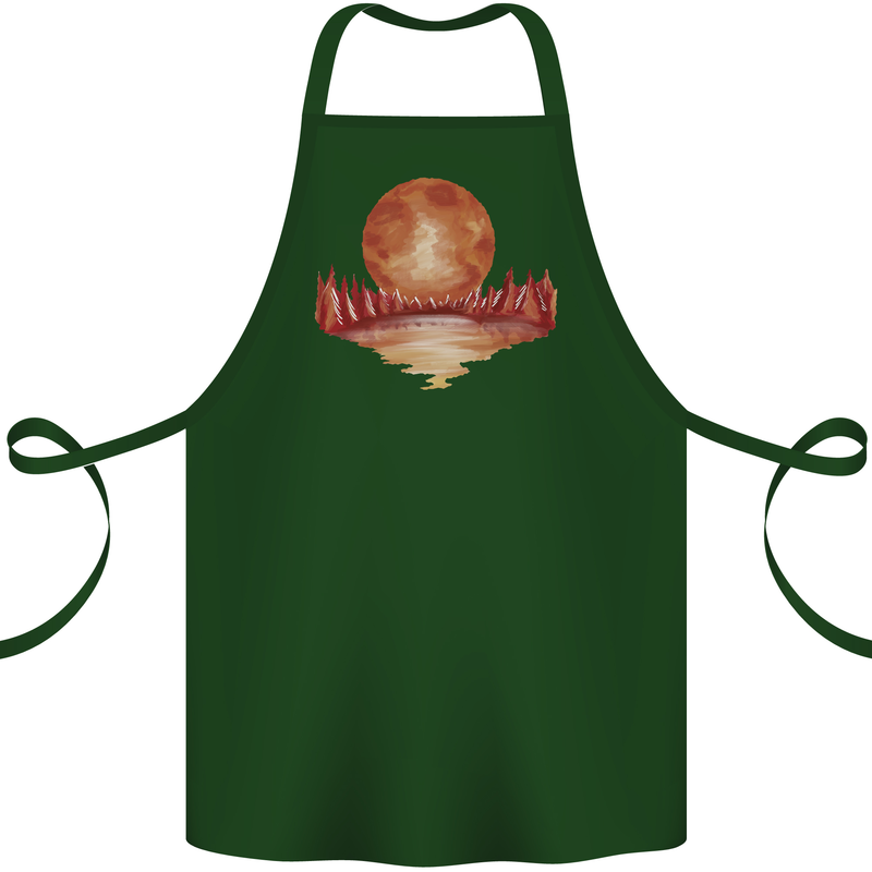 Red Moon Lake Universe Cosmos Space Cotton Apron 100% Organic Forest Green