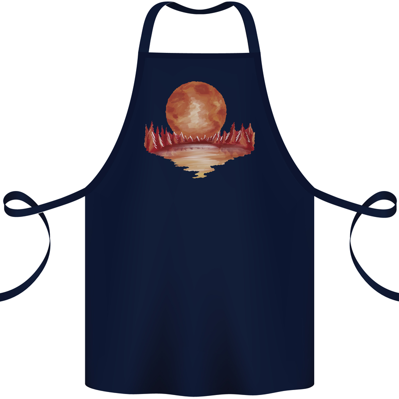 Red Moon Lake Universe Cosmos Space Cotton Apron 100% Organic Navy Blue