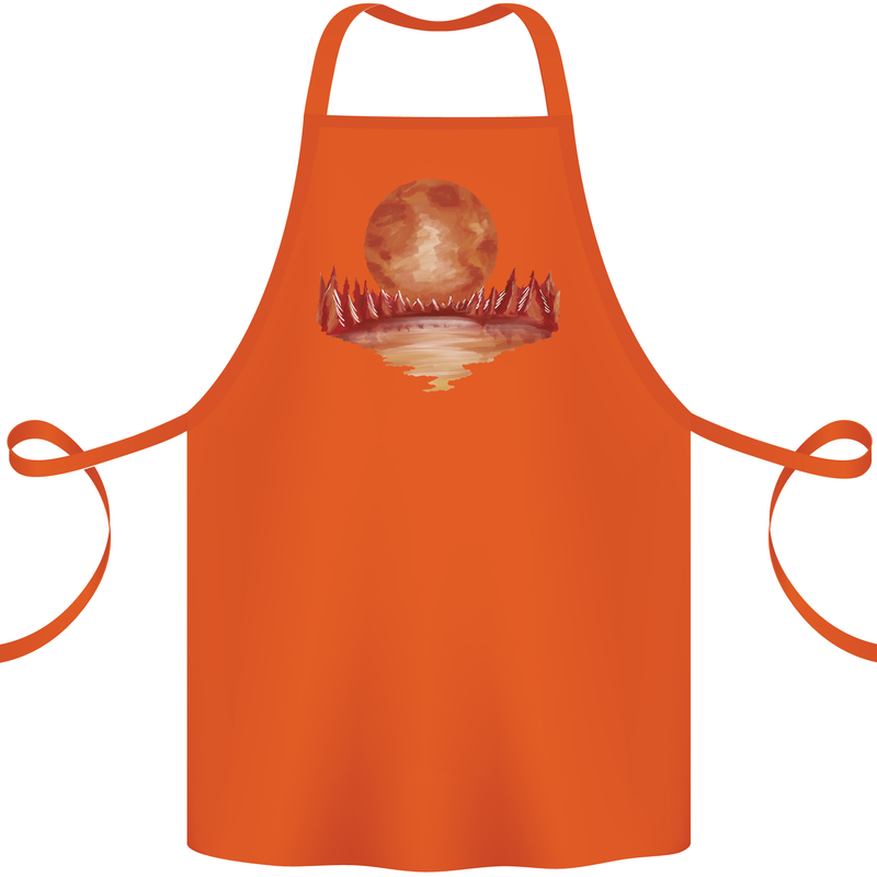Red Moon Lake Universe Cosmos Space Cotton Apron 100% Organic Orange