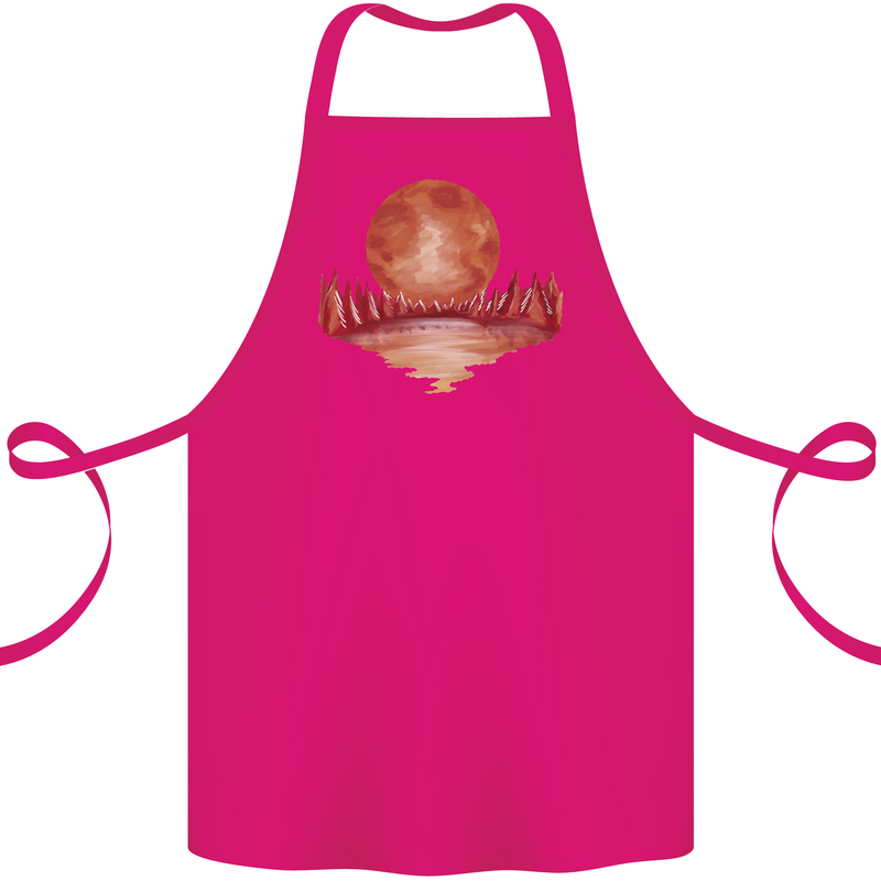 Red Moon Lake Universe Cosmos Space Cotton Apron 100% Organic Pink