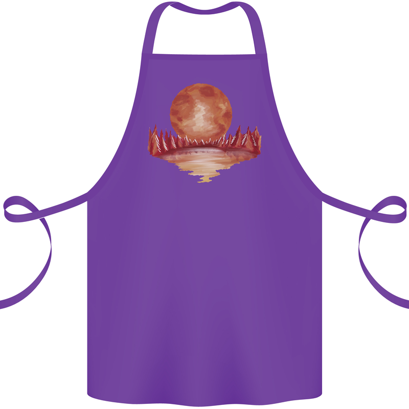 Red Moon Lake Universe Cosmos Space Cotton Apron 100% Organic Purple