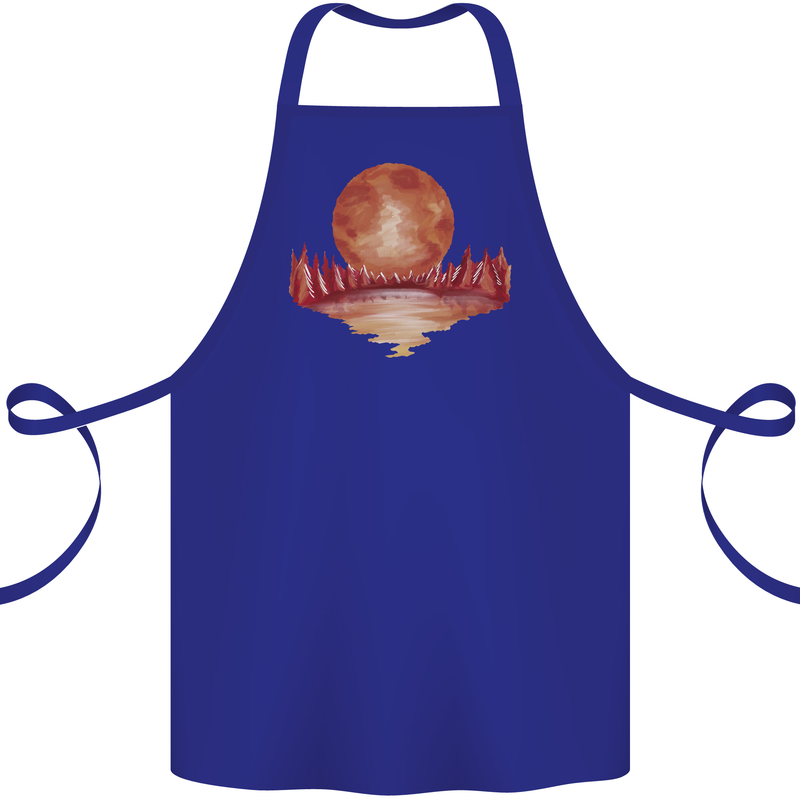 Red Moon Lake Universe Cosmos Space Cotton Apron 100% Organic Royal Blue