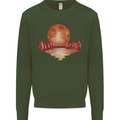 Red Moon Lake Universe Cosmos Space Kids Sweatshirt Jumper Forest Green