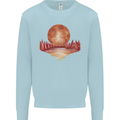 Red Moon Lake Universe Cosmos Space Kids Sweatshirt Jumper Light Blue