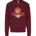 Red Moon Lake Universe Cosmos Space Kids Sweatshirt Jumper Maroon