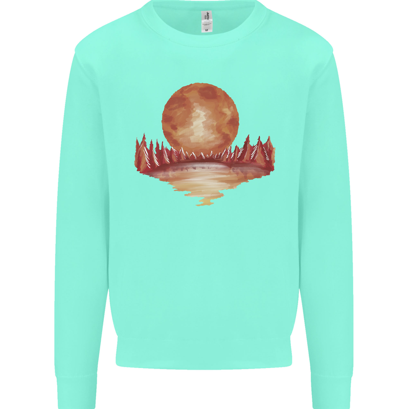 Red Moon Lake Universe Cosmos Space Kids Sweatshirt Jumper Peppermint