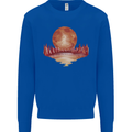 Red Moon Lake Universe Cosmos Space Kids Sweatshirt Jumper Royal Blue