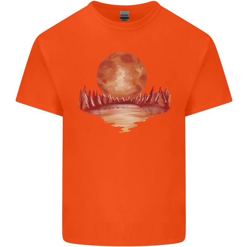 Red Moon Lake Universe Cosmos Space Kids T-Shirt Childrens Orange