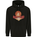 Red Moon Lake Universe Cosmos Space Mens 80% Cotton Hoodie Black