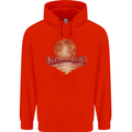 Red Moon Lake Universe Cosmos Space Mens 80% Cotton Hoodie Bright Red