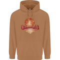 Red Moon Lake Universe Cosmos Space Mens 80% Cotton Hoodie Caramel Latte