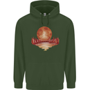 Red Moon Lake Universe Cosmos Space Mens 80% Cotton Hoodie Forest Green
