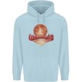 Red Moon Lake Universe Cosmos Space Mens 80% Cotton Hoodie Light Blue