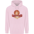 Red Moon Lake Universe Cosmos Space Mens 80% Cotton Hoodie Light Pink