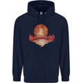 Red Moon Lake Universe Cosmos Space Mens 80% Cotton Hoodie Navy Blue