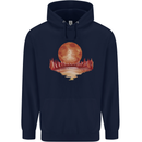 Red Moon Lake Universe Cosmos Space Mens 80% Cotton Hoodie Navy Blue
