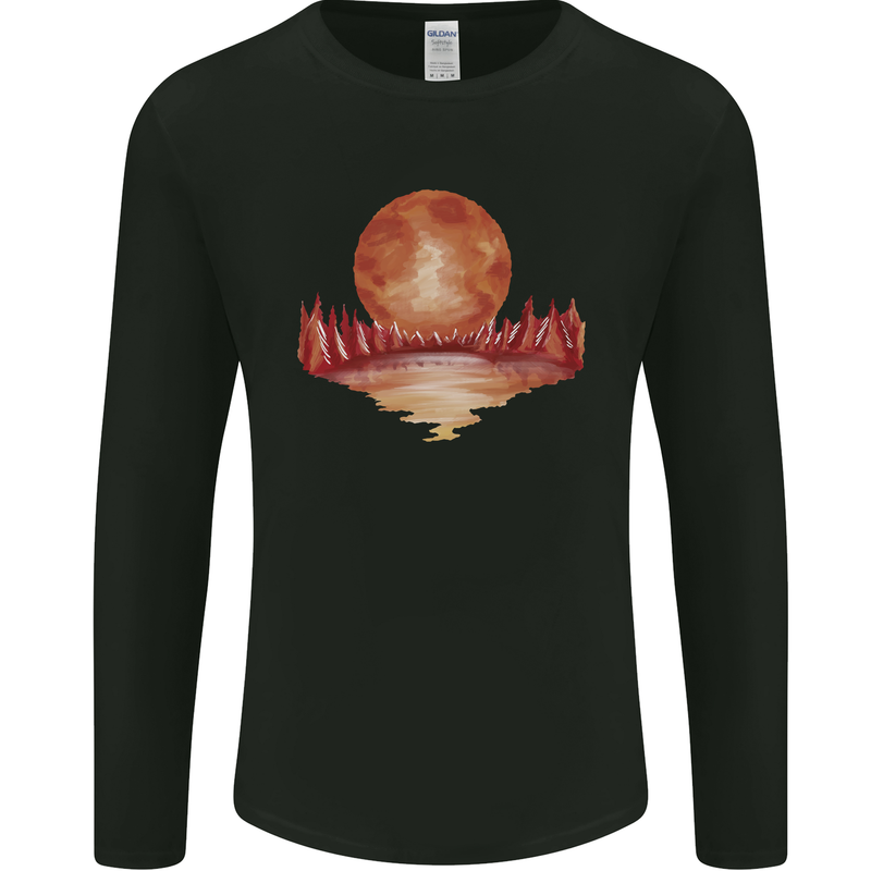 Red Moon Lake Universe Cosmos Space Mens Long Sleeve T-Shirt Black