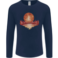 Red Moon Lake Universe Cosmos Space Mens Long Sleeve T-Shirt Navy Blue