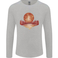 Red Moon Lake Universe Cosmos Space Mens Long Sleeve T-Shirt Sports Grey