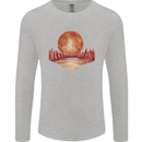 Red Moon Lake Universe Cosmos Space Mens Long Sleeve T-Shirt Sports Grey