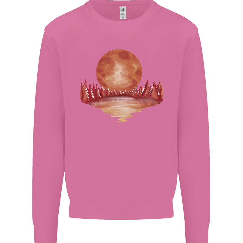 Red Moon Lake Universe Cosmos Space Mens Sweatshirt Jumper Azalea