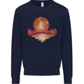 Red Moon Lake Universe Cosmos Space Mens Sweatshirt Jumper Navy Blue