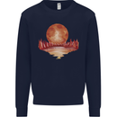Red Moon Lake Universe Cosmos Space Mens Sweatshirt Jumper Navy Blue