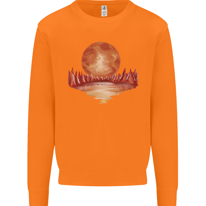 Red Moon Lake Universe Cosmos Space Mens Sweatshirt Jumper Orange