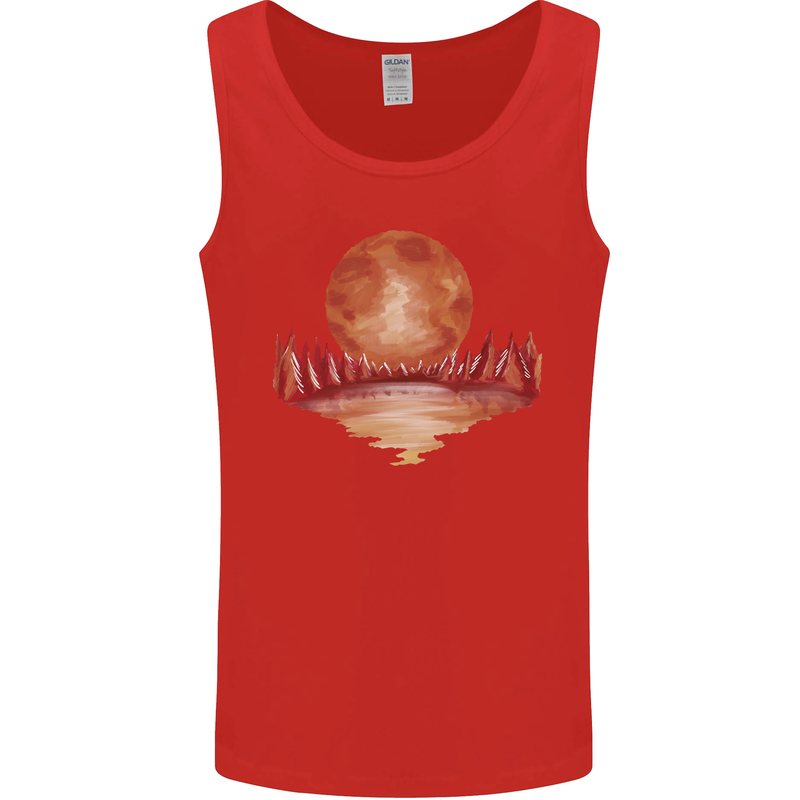 Red Moon Lake Universe Cosmos Space Mens Vest Tank Top Red