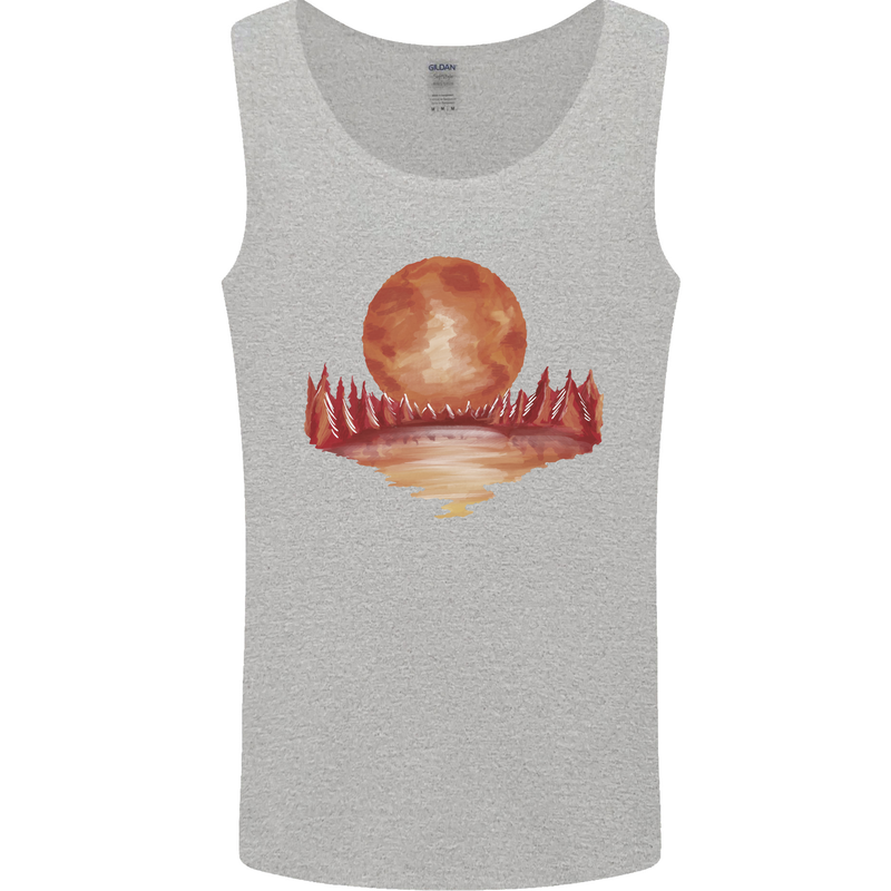 Red Moon Lake Universe Cosmos Space Mens Vest Tank Top Sports Grey