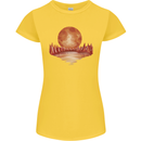 Red Moon Lake Universe Cosmos Space Womens Petite Cut T-Shirt Yellow