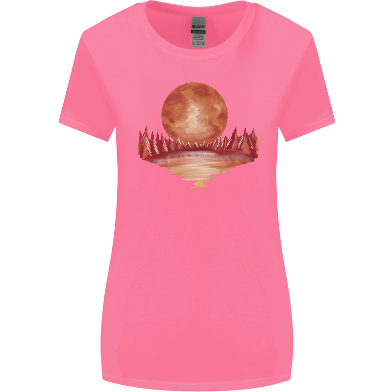 Red Moon Lake Universe Cosmos Space Womens Wider Cut T-Shirt Azalea