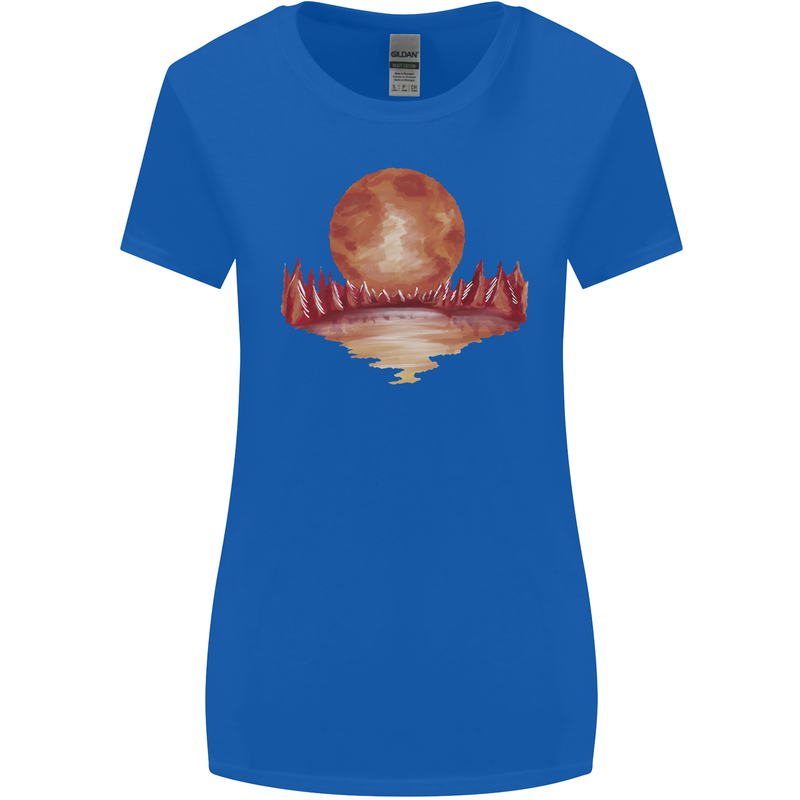 Red Moon Lake Universe Cosmos Space Womens Wider Cut T-Shirt Royal Blue