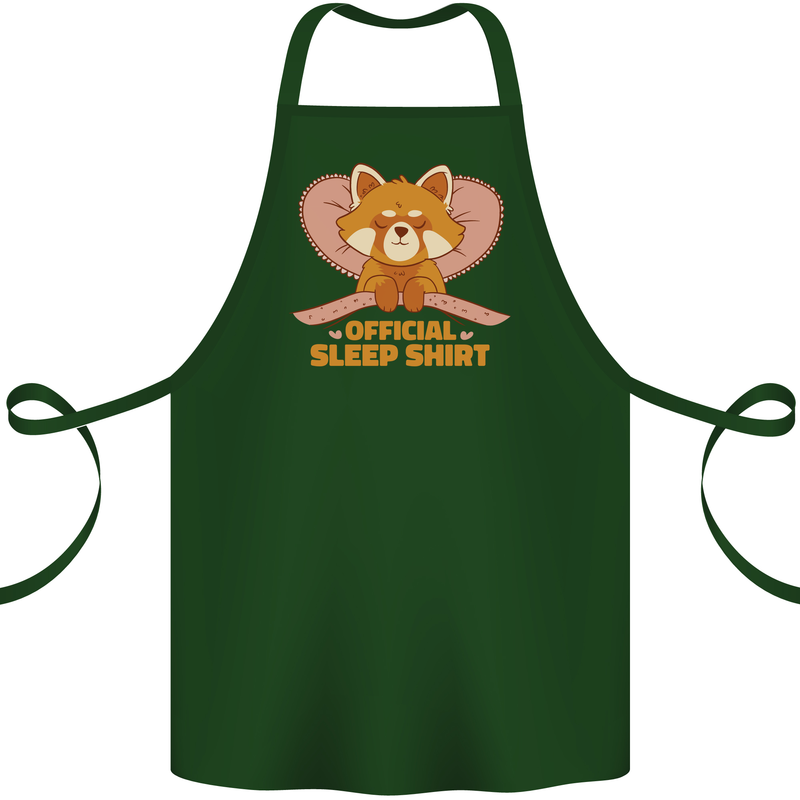 Red Panda Bear Funny Sleep Sleeping Cotton Apron 100% Organic Forest Green