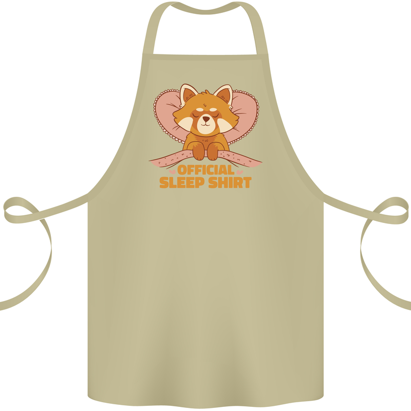 Red Panda Bear Funny Sleep Sleeping Cotton Apron 100% Organic Khaki