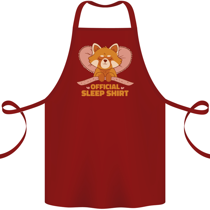 Red Panda Bear Funny Sleep Sleeping Cotton Apron 100% Organic Maroon