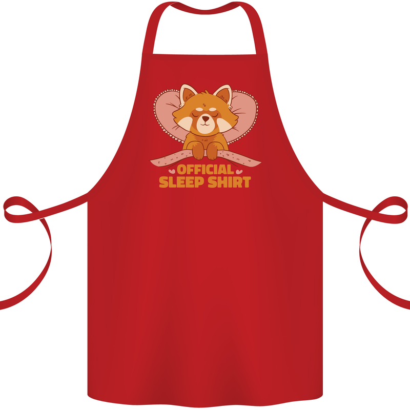 Red Panda Bear Funny Sleep Sleeping Cotton Apron 100% Organic Red