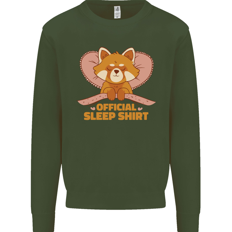 Red Panda Bear Funny Sleep Sleeping Kids Sweatshirt Jumper Forest Green