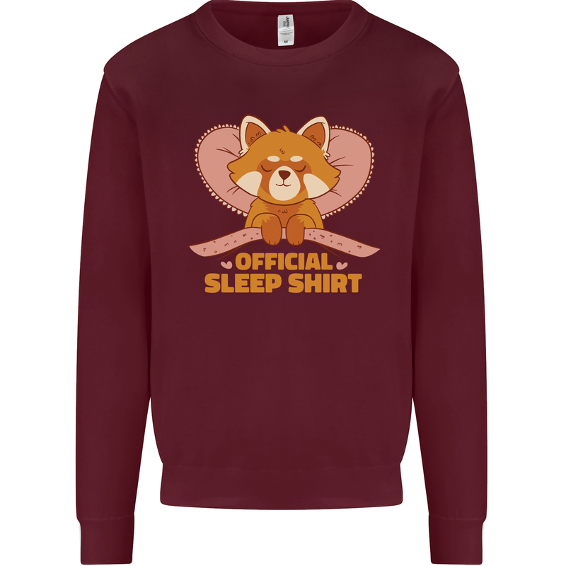 Red Panda Bear Funny Sleep Sleeping Kids Sweatshirt Jumper Maroon