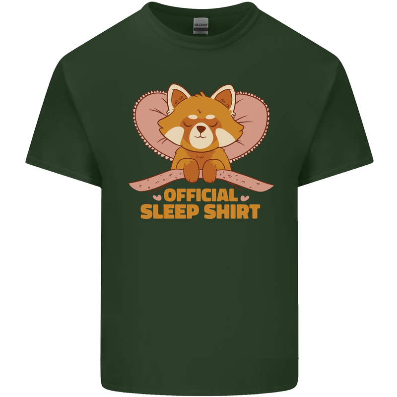 Red Panda Bear Funny Sleep Sleeping Mens Cotton T-Shirt Tee Top Forest Green