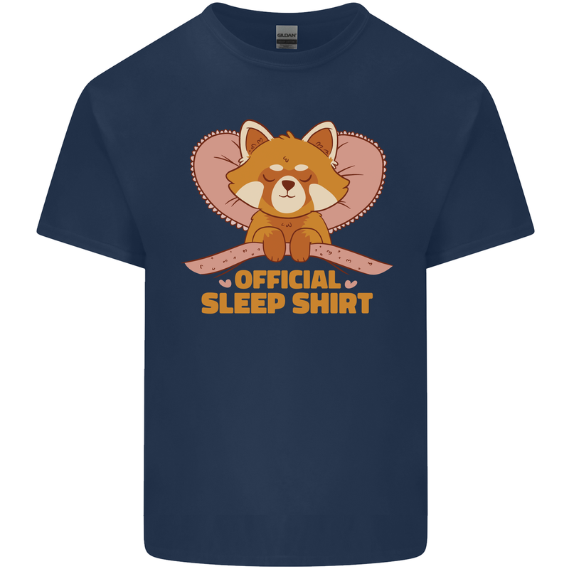 Red Panda Bear Funny Sleep Sleeping Mens Cotton T-Shirt Tee Top Navy Blue
