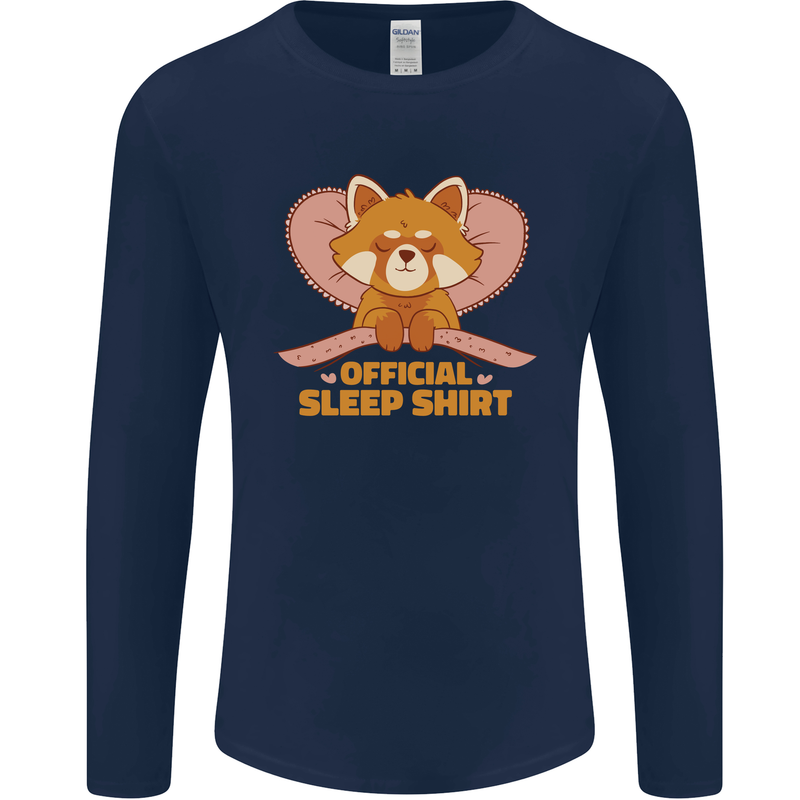 Red Panda Bear Funny Sleep Sleeping Mens Long Sleeve T-Shirt Navy Blue