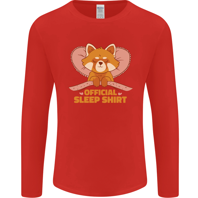 Red Panda Bear Funny Sleep Sleeping Mens Long Sleeve T-Shirt Red