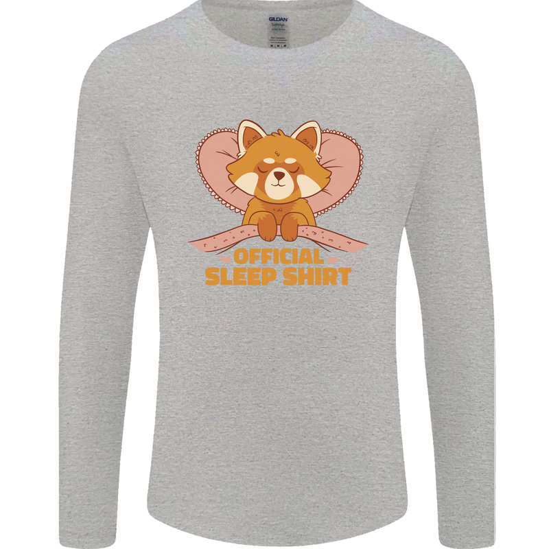 Red Panda Bear Funny Sleep Sleeping Mens Long Sleeve T-Shirt Sports Grey