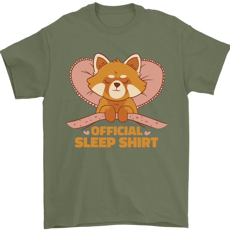 Red Panda Bear Funny Sleep Sleeping Mens T-Shirt 100% Cotton Military Green