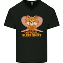 Red Panda Bear Funny Sleep Sleeping Mens V-Neck Cotton T-Shirt Black