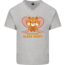 Red Panda Bear Funny Sleep Sleeping Mens V-Neck Cotton T-Shirt Sports Grey