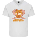 Red Panda Bear Funny Sleep Sleeping Mens V-Neck Cotton T-Shirt White